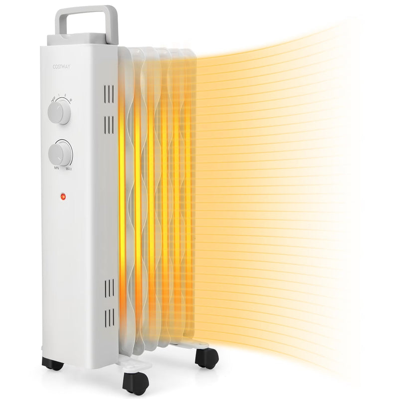 1500W Oil Filled Space Heater Electric Oil Radiant Heater w/ Safety Protection U6104