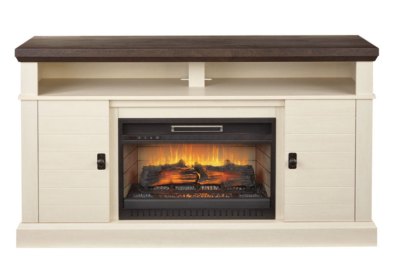 Ashcroft Media Console Electric Fireplace TV Stand, 60-in, 1400W, Includes Remote Control, White B9959