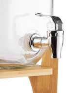 Glass Drink Dispenser, 4-L, with Bamboo Stand & Lid