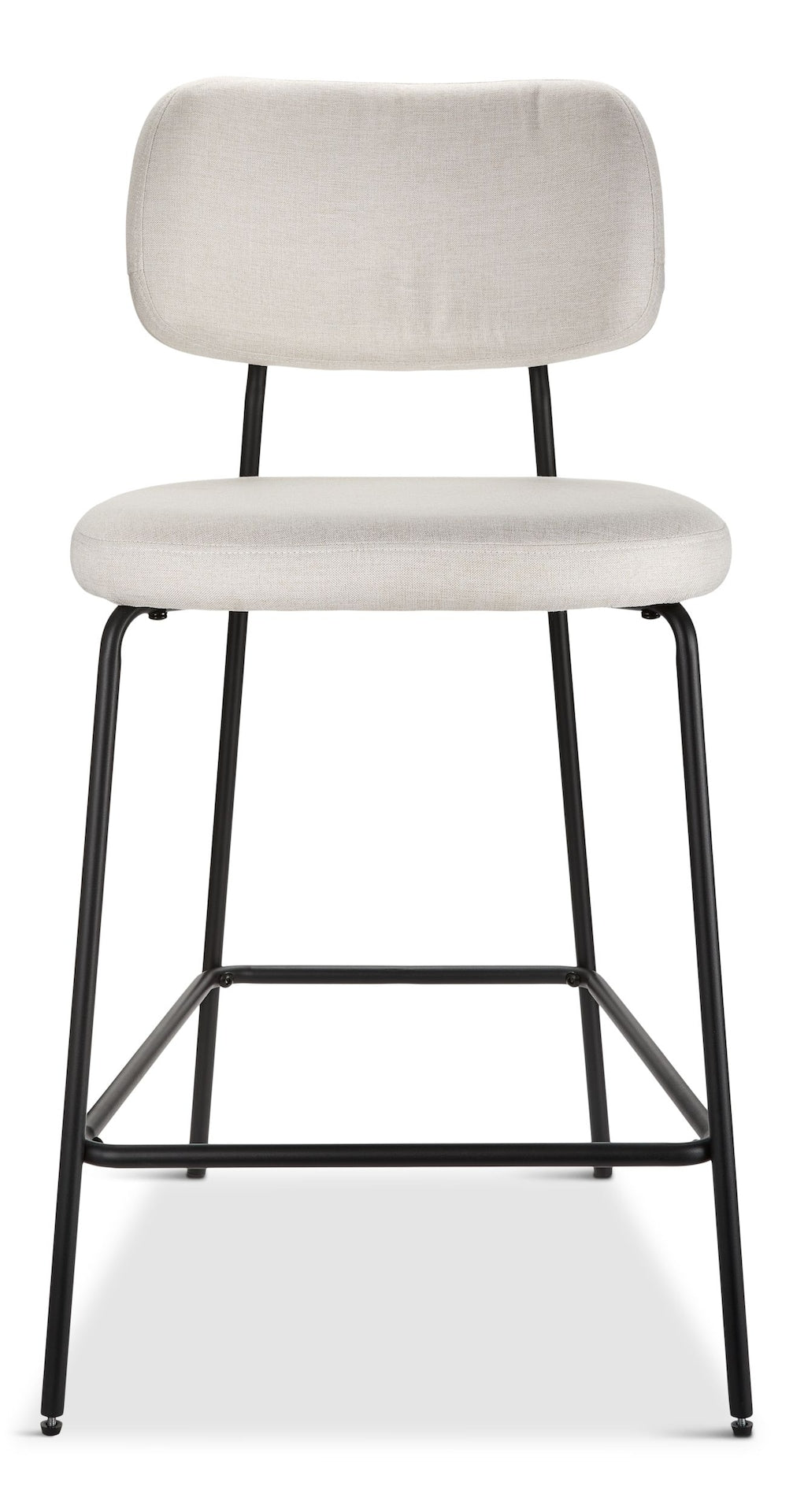 Kase Upholstered Counter Stool with Back Rest, Off-white/Light Grey