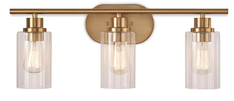 Rosstown 3-Light Vanity Light Fixture with Glass Shades, Brushed Gold Q9673