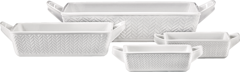Stoneware Bakeware Set, White, Assorted Sizes, 4-pc Y4805