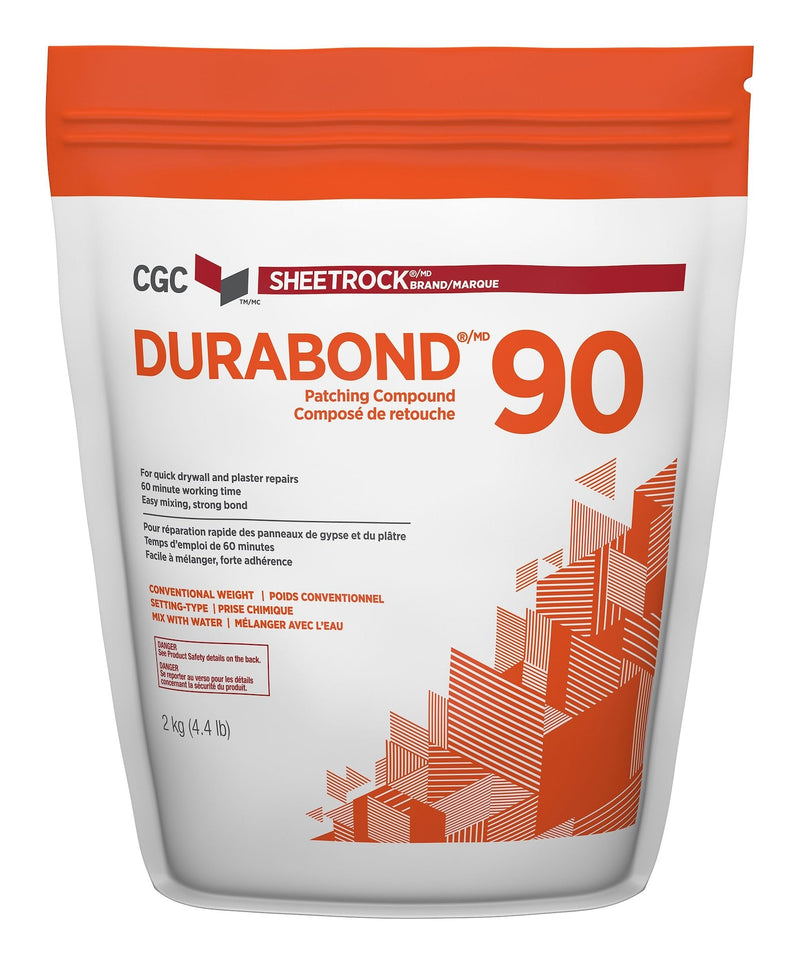 Sheetrock Durabond 90 Minute Drywall & Plaster Repair Compound, Easy-Mix, White, 2-kg F5041