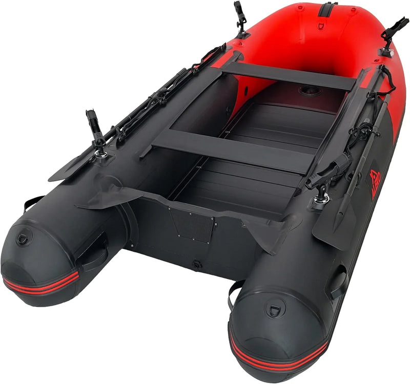 Inflatable Boat | Yacht Dinghy Tender Raft | Multi Person Fishing Boat | Aluminum Floor Oars | Fishing Rod Holders | Heavy-Duty PVC | 2024 Model | O4708