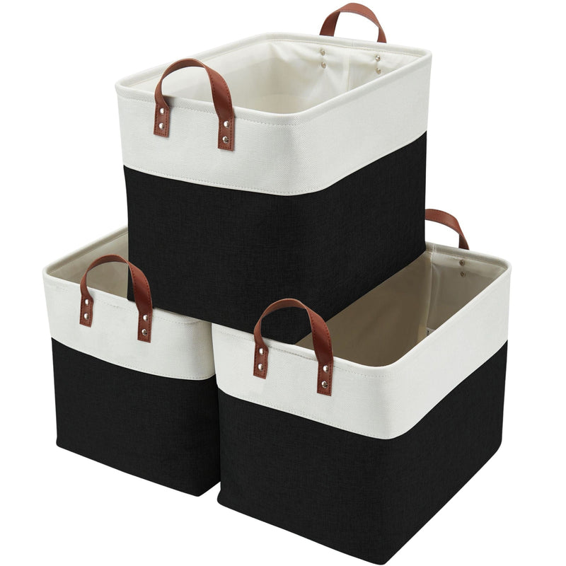 Jumbo Foldable Storage Basket, 42-L, 3-pk, Black E8171