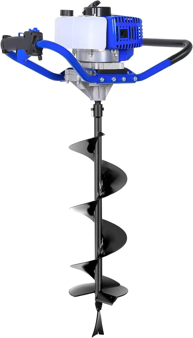 Post Hole Digger Gas Powered, 52cc 2.4 HP 2 Stroke Engine Earth Auger with 8" Drill Bit, EPA Compliant Post Hole Auger M7489