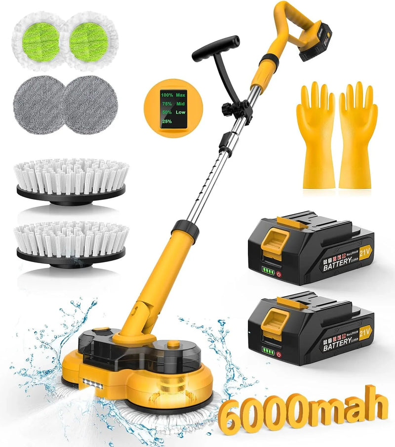 6000mAh Battery Electric Mop M1, 800RPM Cordless Electric Power Scrubber & Mops for Floor Cleaning, Best Automatic Spin Mops with Smart Display,Rotating Mop with LED Light & Water Spray-qimedo Z9877