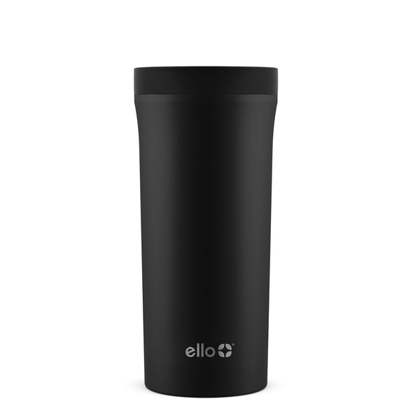 Arabica Vacuum Insulated Stainless Steel Travel Mug, 14-oz, Black, with Leakproof Slider Lid X1552