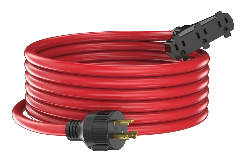 30A 25-ft Triple-Outlet Extension Cord, Red M3571