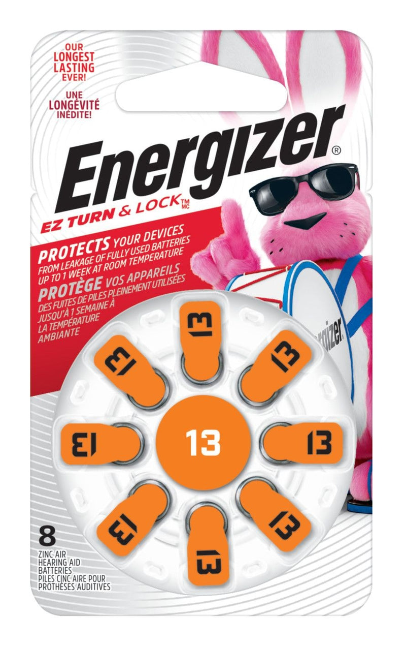 8-pk Size AZ13 1.4V / 1.4 Volt Zinc Hearing Aid Batteries, EZ Turn Lock K9707