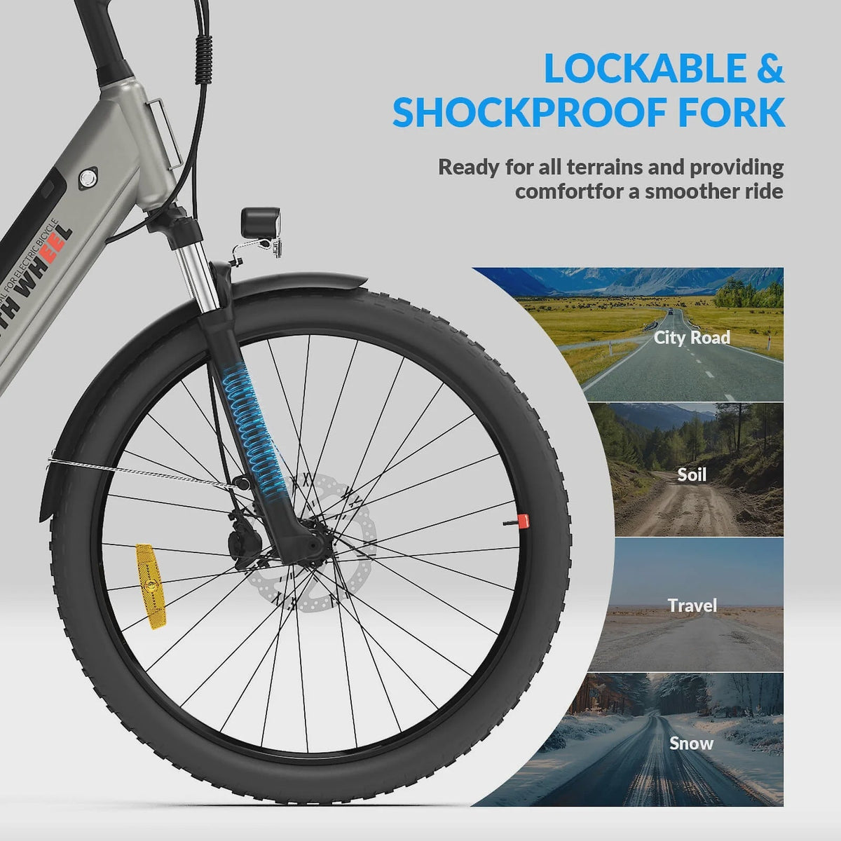 5TH WHEEL W18B Electric Bike for Adult with 350W Motor, 26 in Electric Mountain Bike with 36V 10.4Ah Removable Battery Ebike, Electric Bicycle...