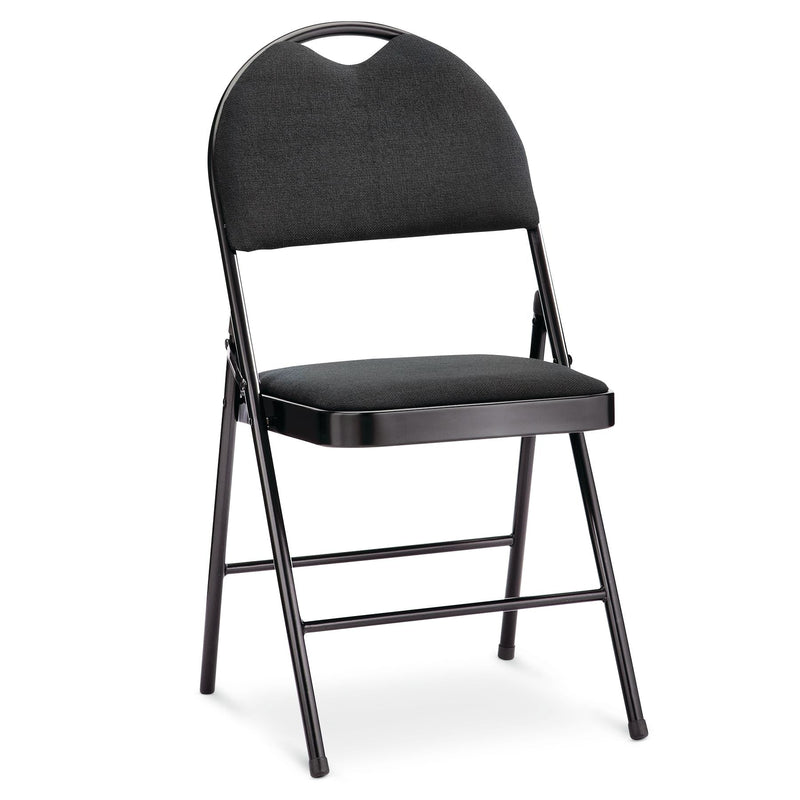 Portable High-Back Upholstered & Padded Metal Folding Chair, Black R9967