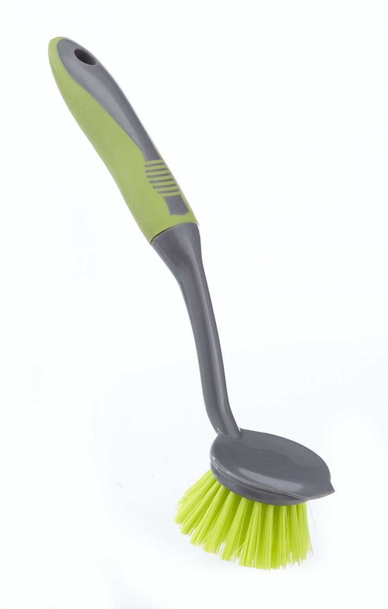 Round Non-Stick Surfaces Dish Scrub Brush with Stiff & Durable Fibre Bristles with Scraper C3350
