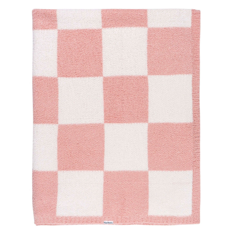 Childrenwear Pink Checkered Silky Mink Baby Blanket D4295