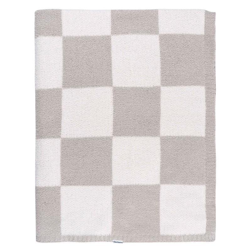 Childrenwear Tan Checkered Silky Mink Baby Blanket V2930