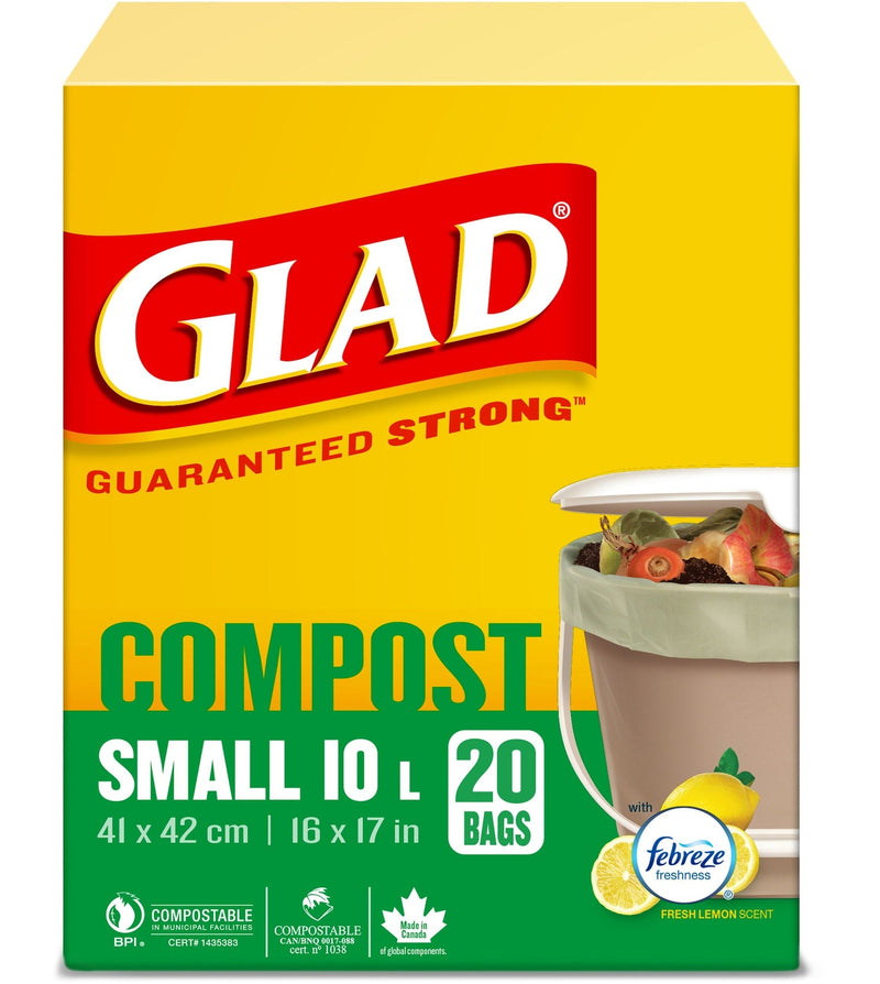 Small 100% Compostable Lemon Scented Food Waste Bags, 20-pk, 10-L Y0607