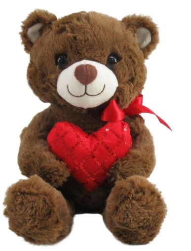 Valentine's Day 12-in Brown Bear with Heart Plush I1521
