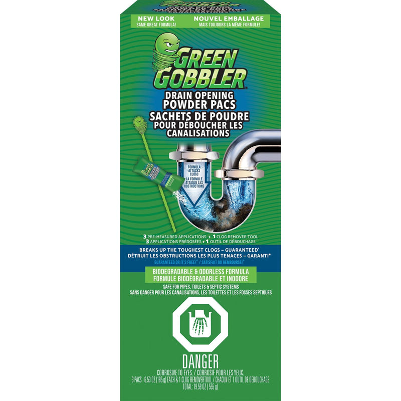 Drain Clog Dissolver Pacs, Biodegradeable, 555-g, 3-pk P3525