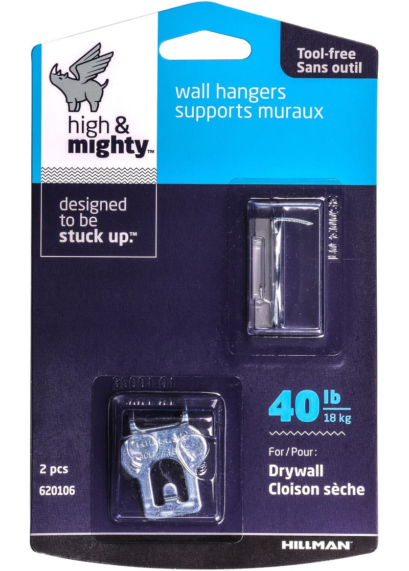 Canvas WAll Hanger, Easy to Remove, 40-lb Capacity, Silver, 2-pk S2383