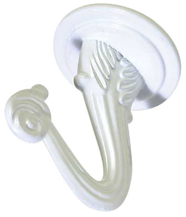 Large Swag Hook, Screw and Anchor Included, Solid Steel, White O1991