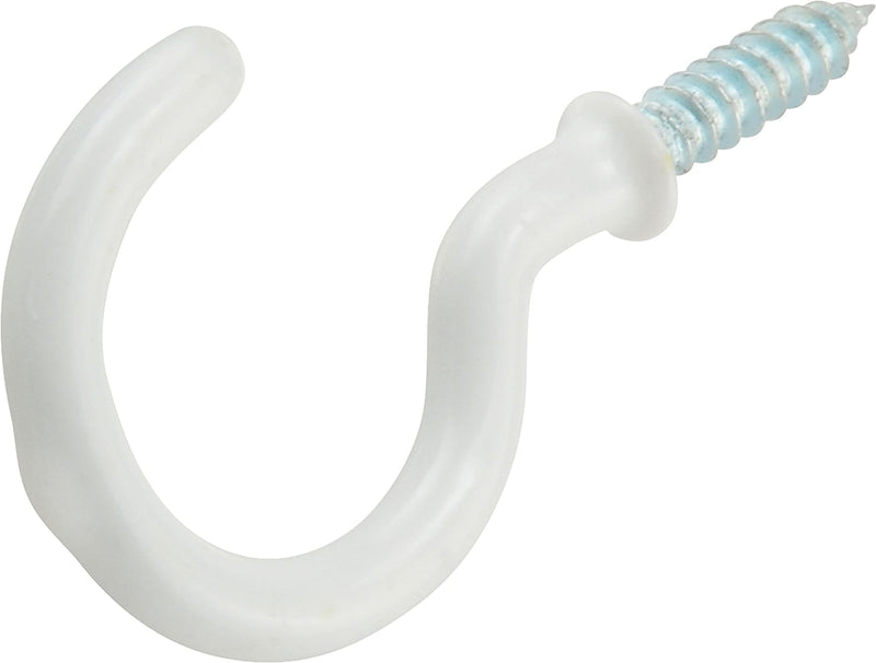 Steel Vinyl Mug Cup Hooks, Screw-In, White, 1-1/4in, 2-pk Z8354