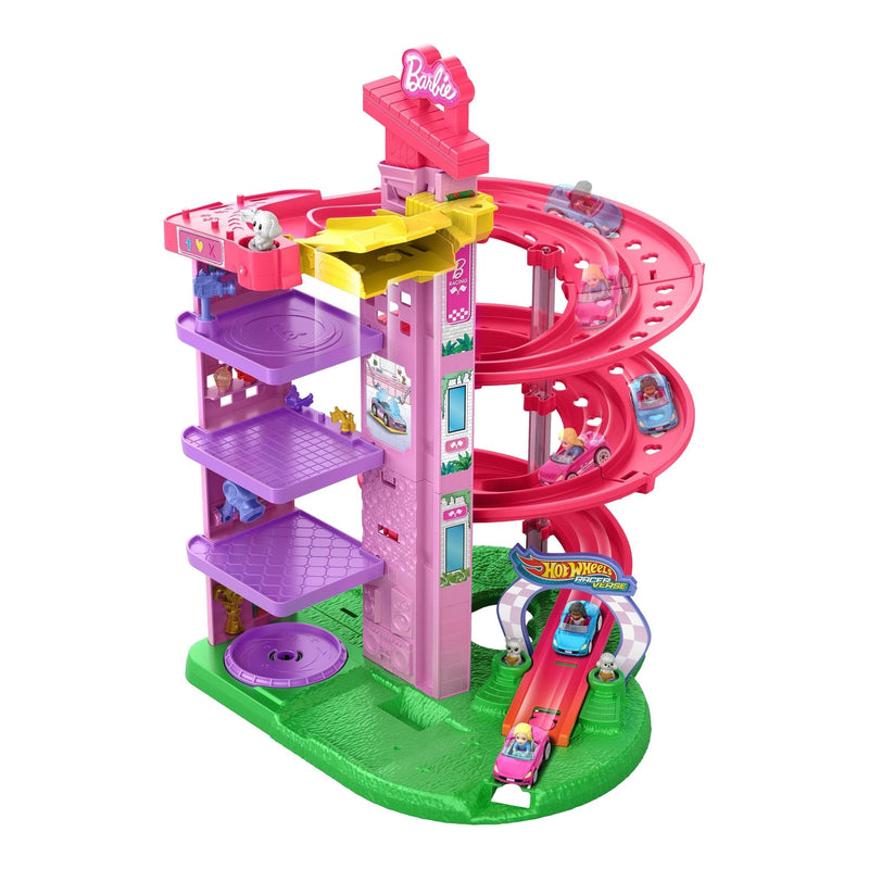 Racerverse Toy Vehicle Track Set with 2 1:64 Die-Cast Vehicles and Figures M4738