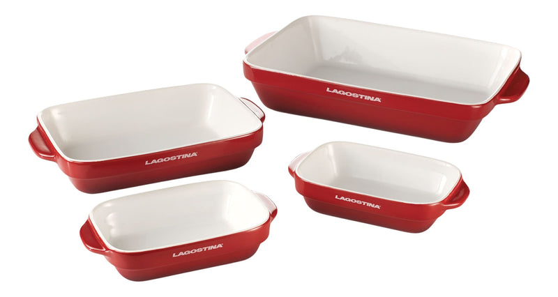 Ceramic Bakeware Set, Red, Assorted Sizes, 4-pc E2600