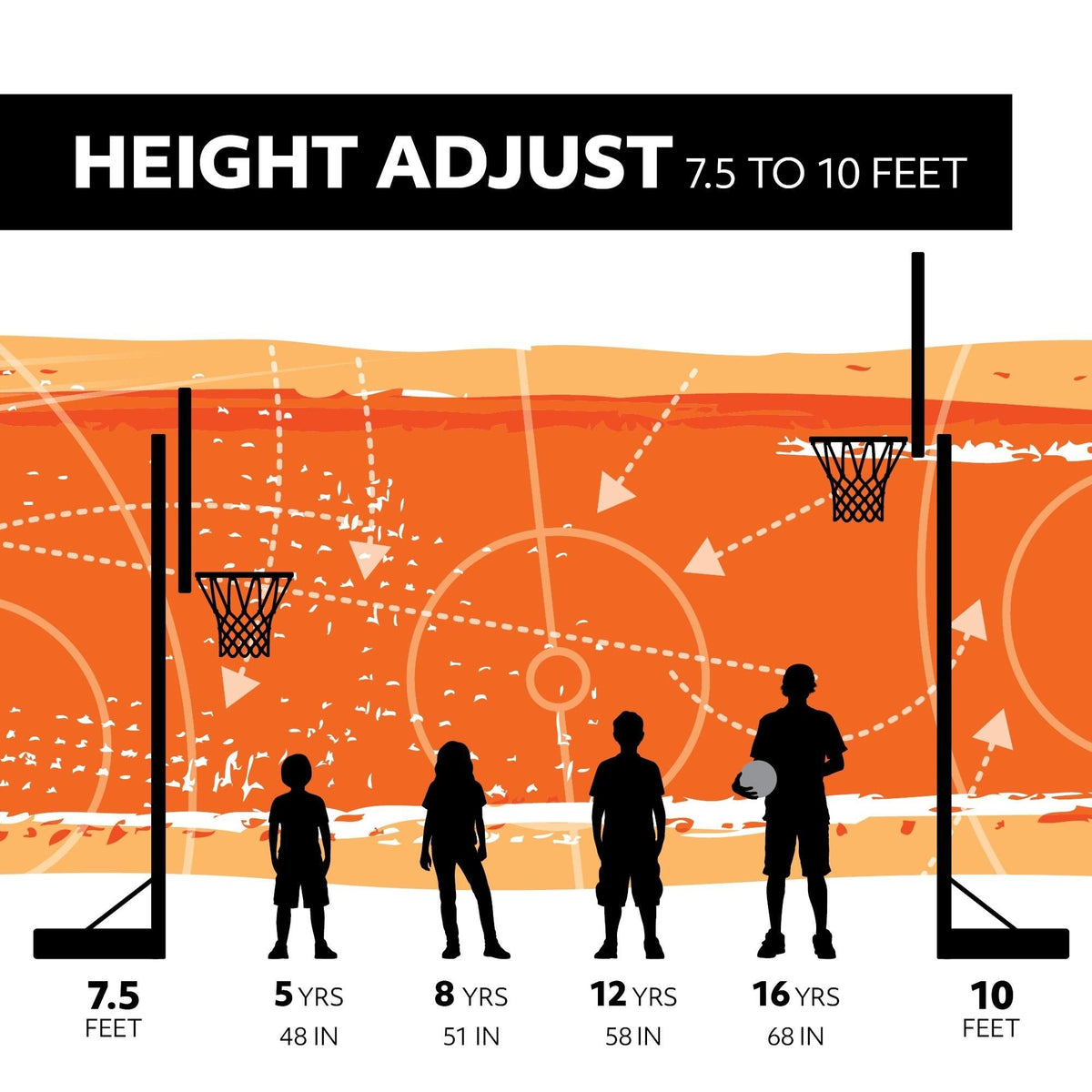 Mommoth Bolt Down Basketball Hoop with 72-in Tempered Glass