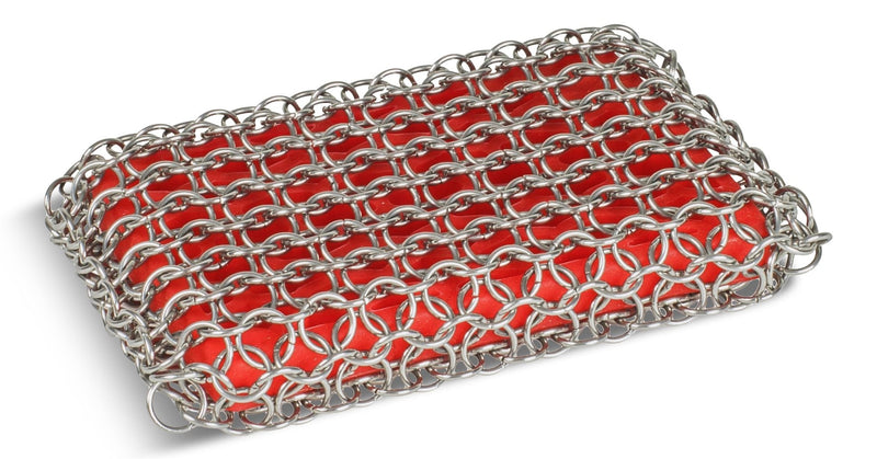 Dishwasher-Safe Cast Iron Scrubbing Pad, Red T7608