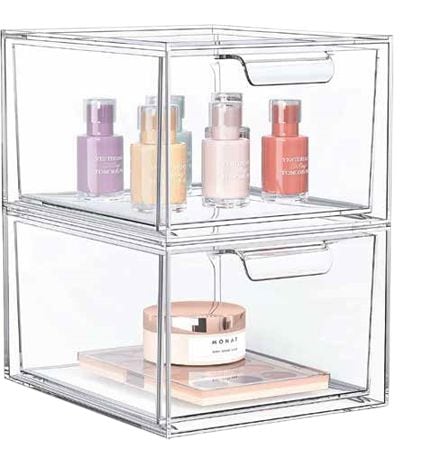 Clear Stackable Storage Drawer Set, 2-pc L9186