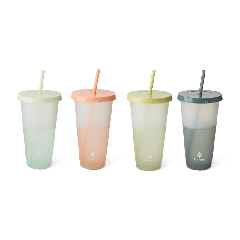 Colour Changing Glitter Plastic Tumbler with Splashproof Lid, 24-oz, 4-pk G5812