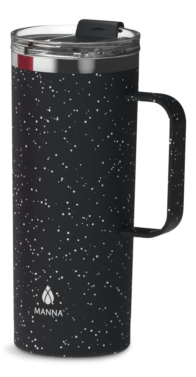 Tahoe Insulated Stainless Steel Mug with Leakproof Lid, Speckled Black, 591-mL E27