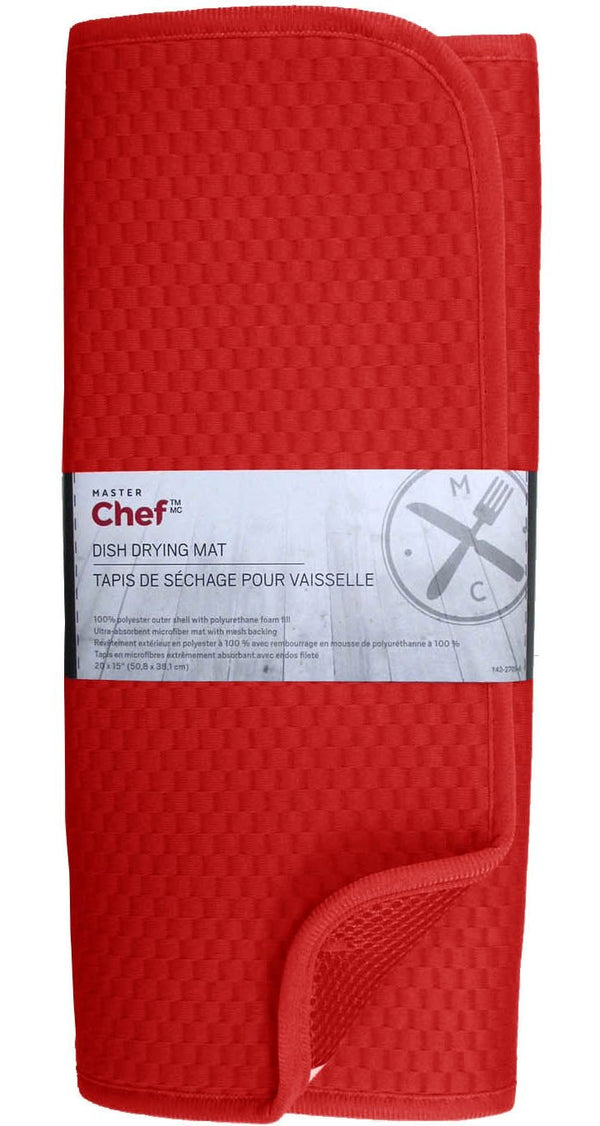 Microfiber Dish Drying Mat, Reversible, 15-in x 20-in, Red Z6441