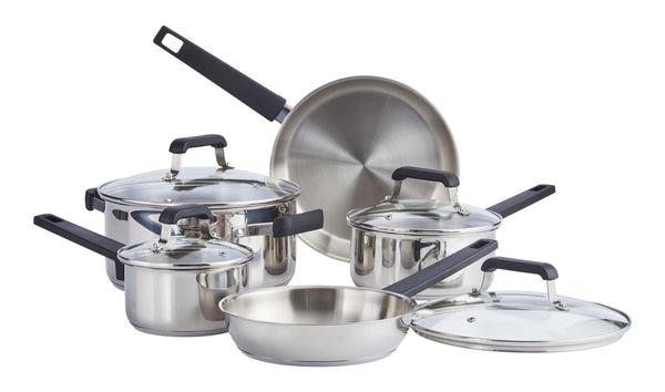 Stainless Steel Cookware Set with Glass Lids, 9-pc R6664