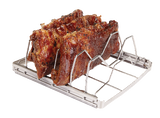 Stainless Steel Folding BBQ Rib Rack/Roasting Stand, Holds 4 Full Racks of Ribs