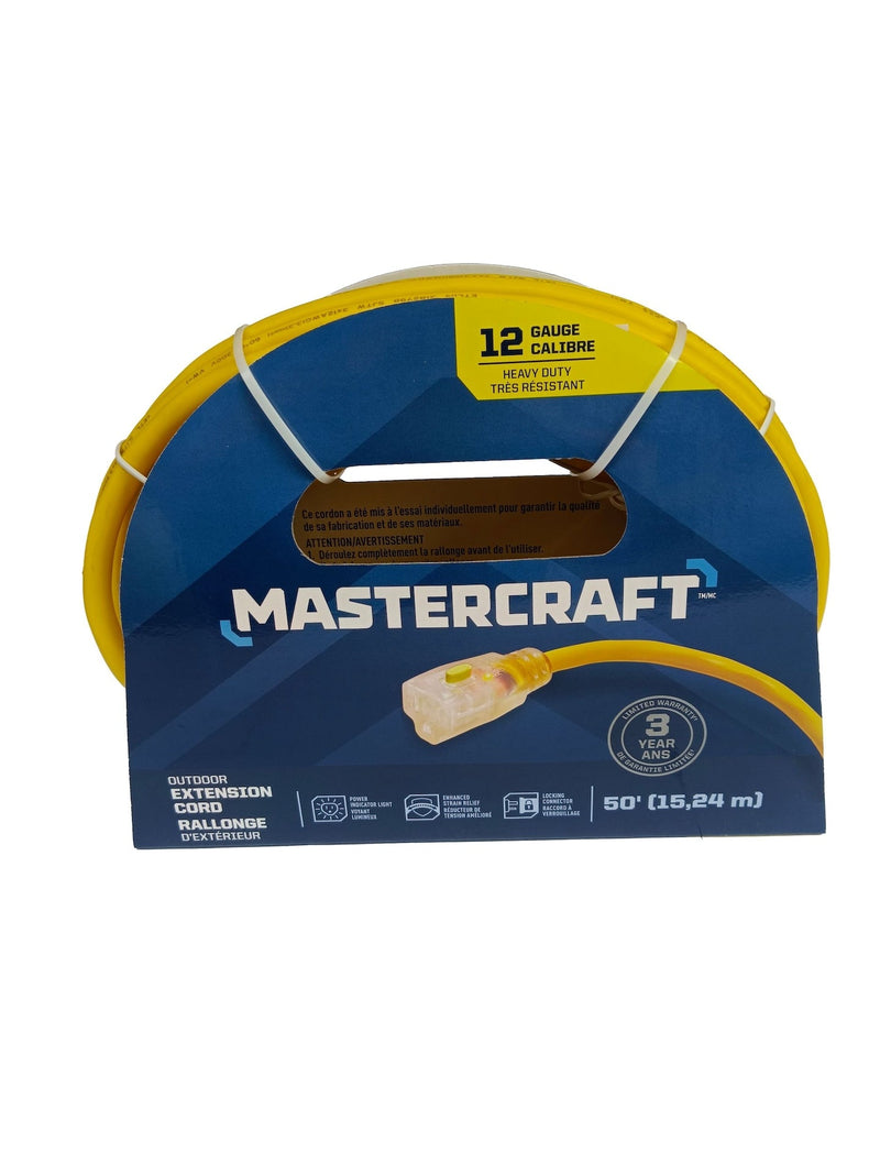 12/3 Outdoor Extension Cord with Lighted end & Locking Connector, Yellow O2209