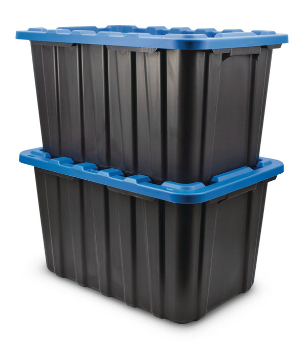 Heavy Duty Plastic Storage Box Container, 102-L, Black, 2-pk S4942