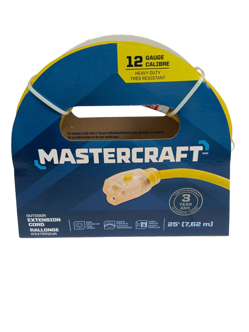 Outdoor Extension Cord with Grounded Outlet and Lighted End, Yellow A3059