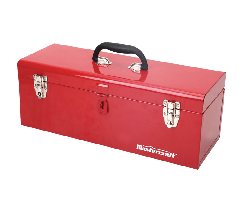 Portable Metal Hip Roof Tool Box with Removable Tray, 19-in, Red Q6869