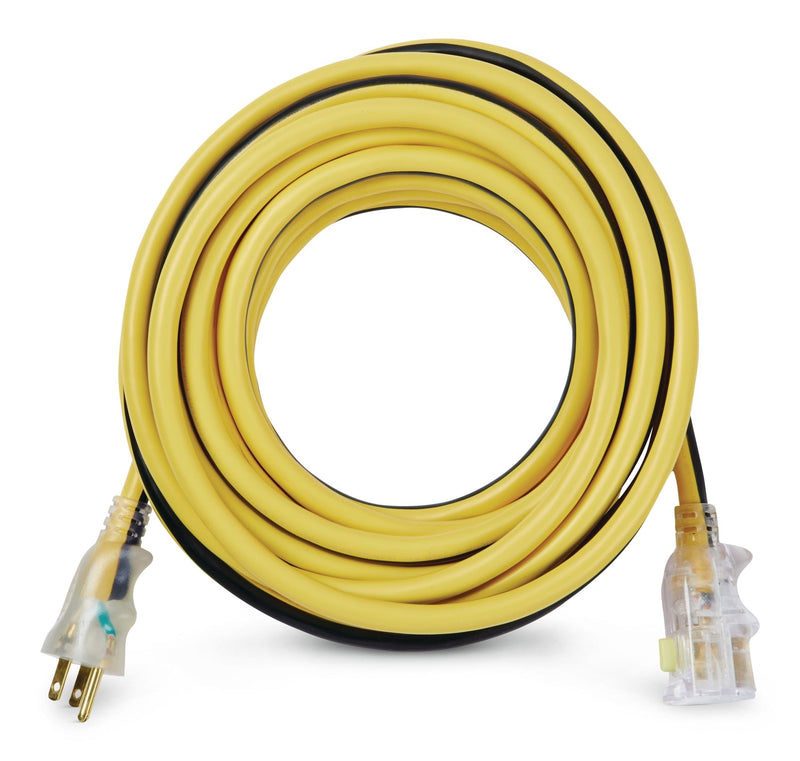 25-ft 12/3 Outdoor Extension Cord with Grounded Outlet, Lighted End and Locking Connector, Yellow/Black R4966