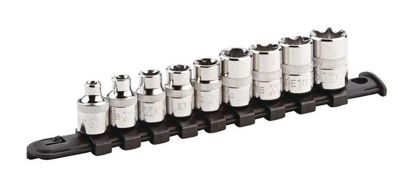 E-Star-drive Bit Socket Set, Chrome-Plated, 9-pc H2713