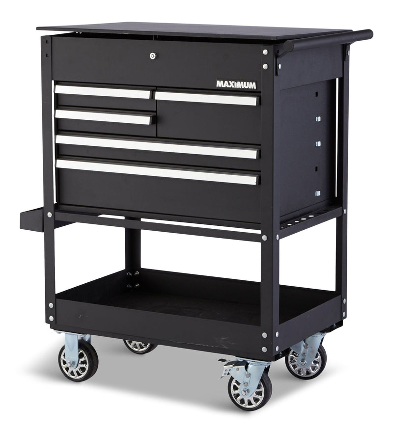 Rolling Mechanics Tool Cart with 5 Drawers, Black, 30-in S9556