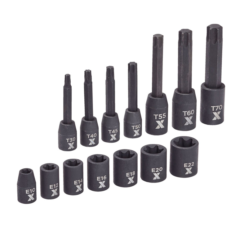 Star-drive & E-Star-drive Impact Bit Socket Set, 14-pc, SAE/Metric E4977