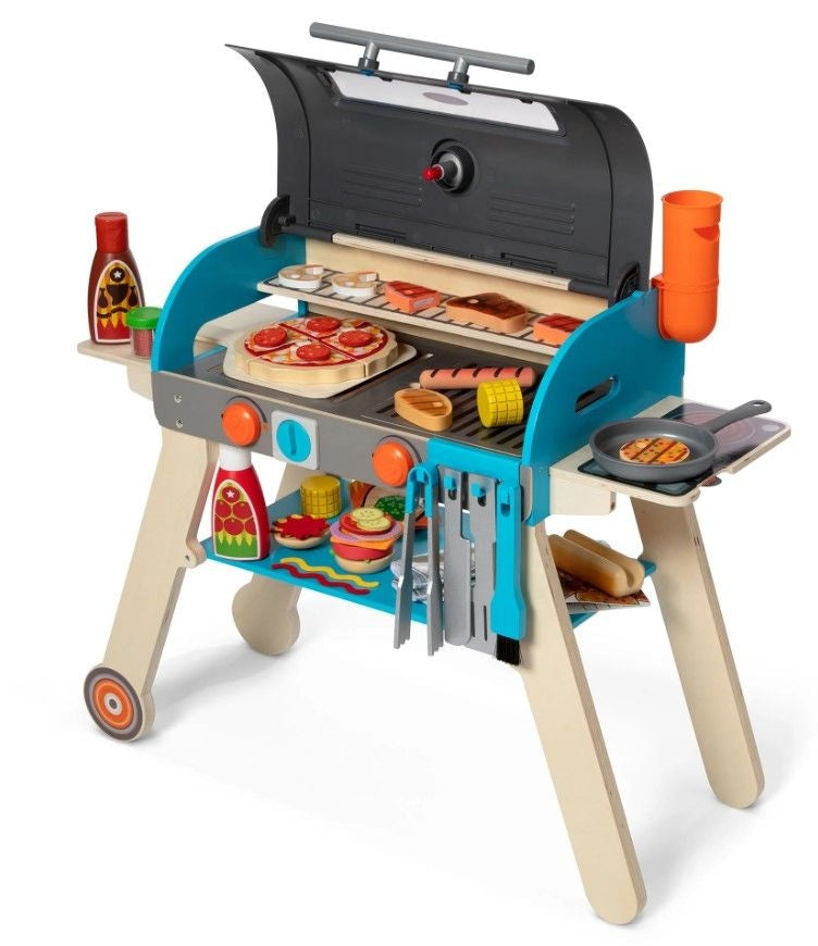 Wooden Deluxe Barbecue Grill, Smoker and Pizza Oven Playset, Ages 3+ D1782