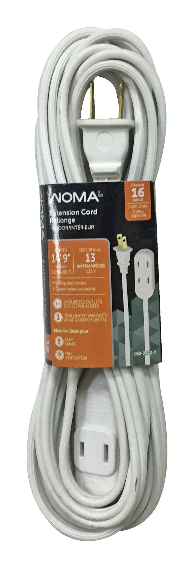 14-ft 9-in 16/2 Indoor Extension Cord, Light-Duty, 3 Outlets, White B4535