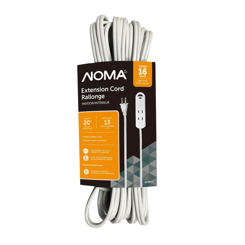 20-ft 13A 3-Outlet/1-USB-C Light-Duty 16-Gauge White Indoor Extension Cord B8251