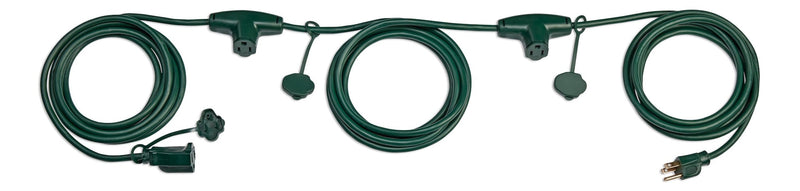 25-ft Outdoor Extension Cord, 3 Outlets, Safety Cover, Green A9503