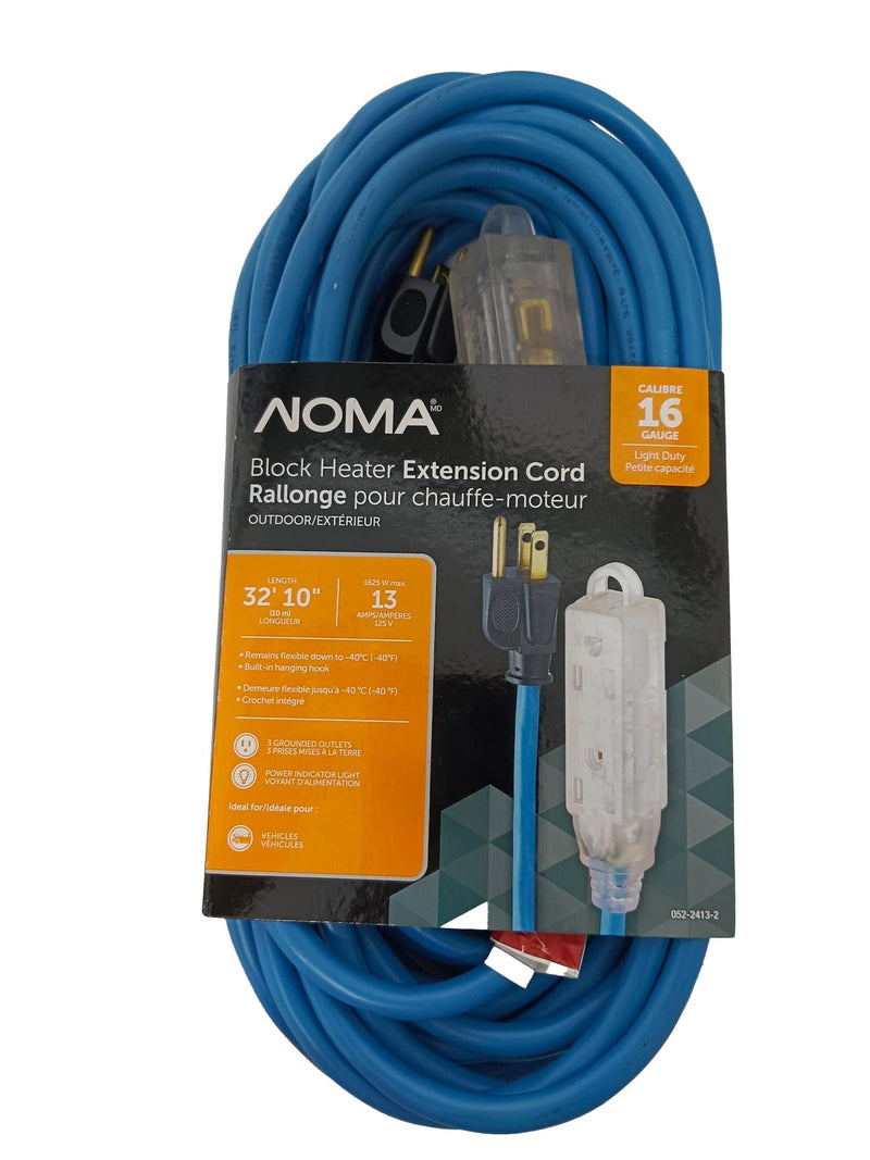 32-ft 10-in 16/3 13 Amp All-Weather Block Heater Cord with Lighted End, Blue G7282
