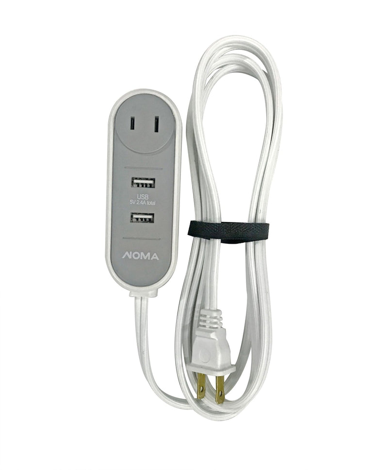 6-ft 6-in 16/2 Extension Cord with 2 USB Outlets, Travel design, White O1077