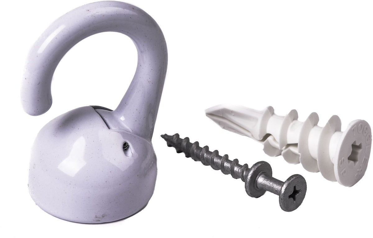 Elephant Ceiling Hook, 360 Swivels, Tool-Free, 100-lb Capacity, White